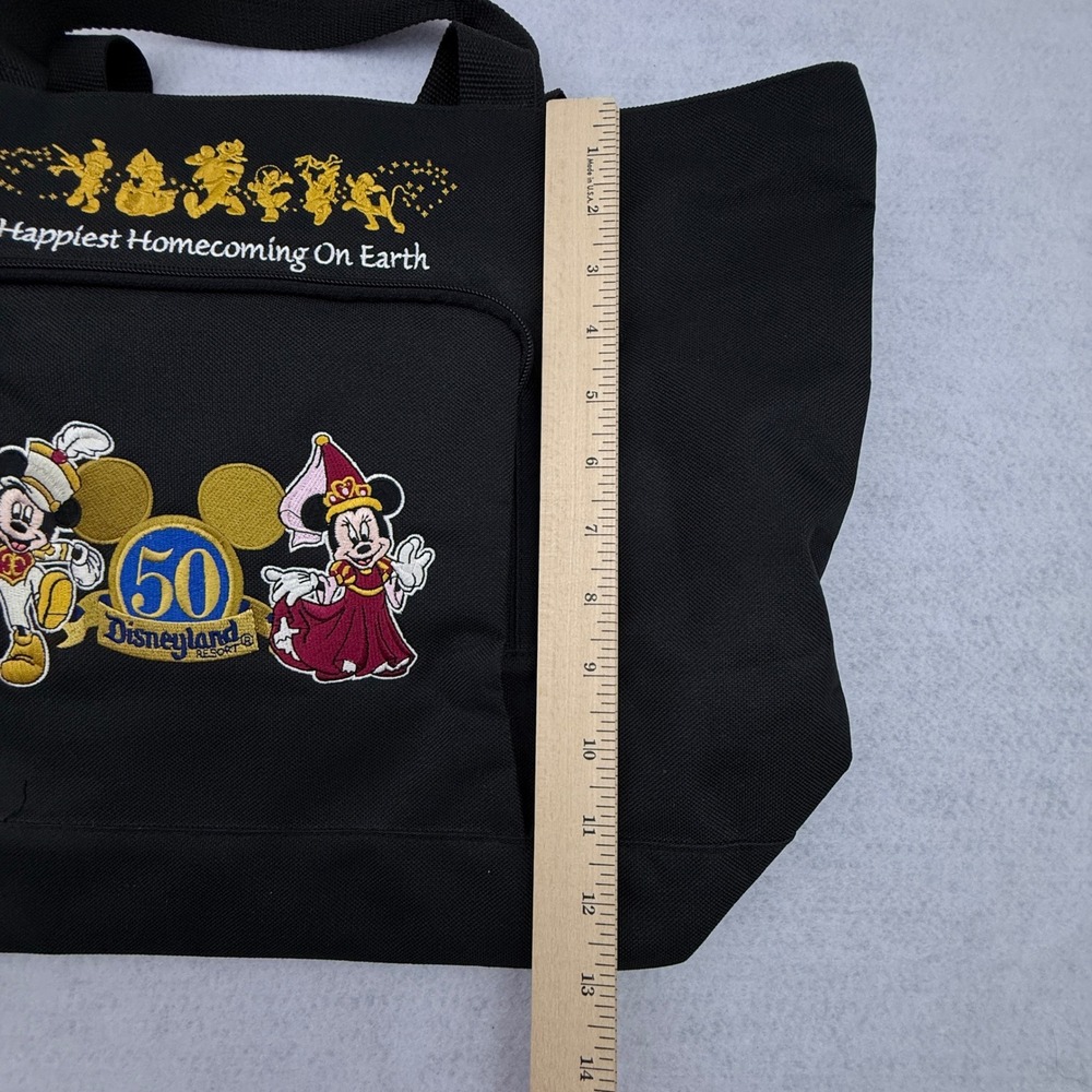 Disneyland Resort 50th Anniversary Canvas Tote Bag Black Vintage Park Bag Mickey - Picture 9 of 14